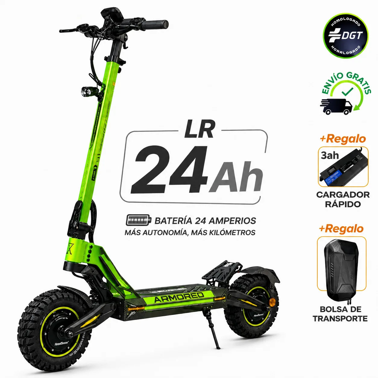 Patinete Eléctrico Ecoxtrem M41 Armored Dual LR 60V 24Ah Homologado DGT